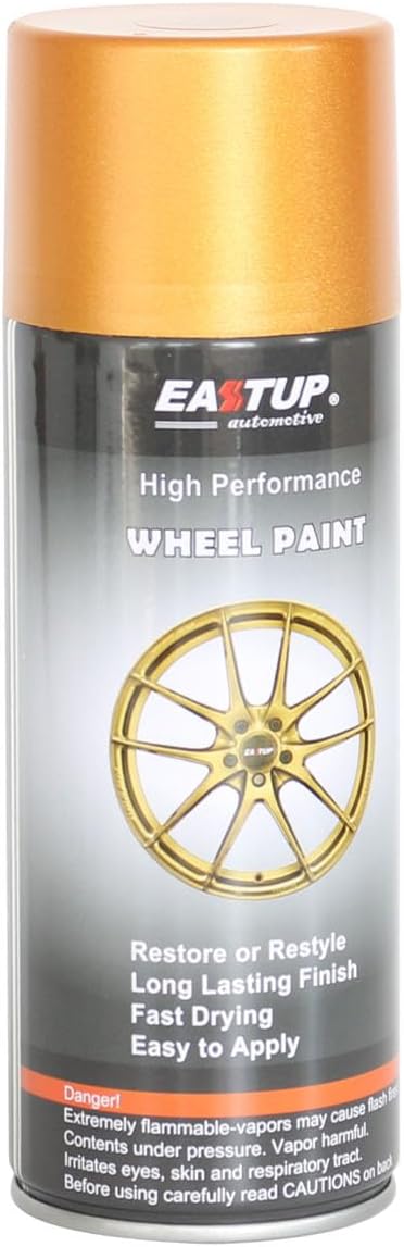 EASTUP Premium Metallic Acrylic Enamel Wheel Paint Flash-Orange-Gold Color, Brilliant Finish, High Durability, Fade-resistant, Quick Drying Rim Coating Spray Paint.