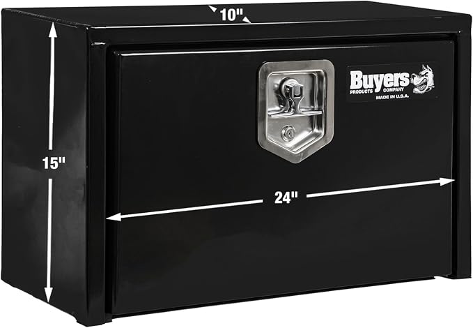 Buyers Products 1703312 Black Steel Underbody Truck Tool Box – 15 x 10 x 24 Inch - Truck Bed & Underbelly RV Storage Box, Locking T-Latch, Weather-Resistant, Heavy-Duty Flatbed Job Box, Made in USA