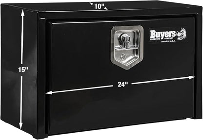 Buyers Products 1703312 Black Steel Underbody Truck Tool Box – 15 x 10 x 24 Inch - Truck Bed & Underbelly RV Storage Box, Locking T-Latch, Weather-Resistant, Heavy-Duty Flatbed Job Box, Made in USA