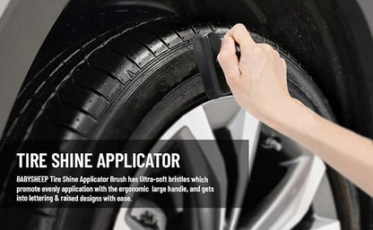BABYSHEEP Tire Shine Applicator Brush & Interior Scrubbing Sponge for Detailing,Extra Large Automotive Tire Dressing Applicator Brush with Storage Stand for Tire Detailing & Car Wash Kit (Black)