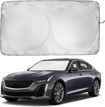 Windshield Sun Shade | Compatible for Cadillac CT5 2020-Present | Certified 99.87% UVB & 99.02% UVA Car Sun Shade. Award Winning Sunshade - Patented Technology | Car Shades by Kinder Fluff
