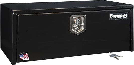 Buyers Products 1703305 Black Steel Underbody Truck Tool Box – 14 x 16 x 36 Inch - Truck Bed & Underbelly RV Storage Box, Locking T-Latch, Weather-Resistant, Heavy-Duty Flatbed Job Box, Made in USA