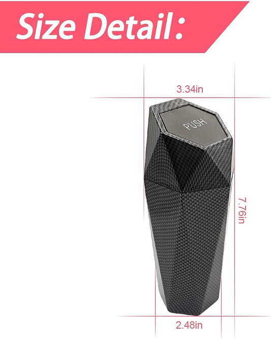 Car Trash Can with Lid, Small Leakproof Portable Auto Garbage Can, Mini Diamond Design Trash Dustbin, Waterproof Vehicle Rubbish Bins for Automotive, Office, Kitchen, Home, Bedroom (2)