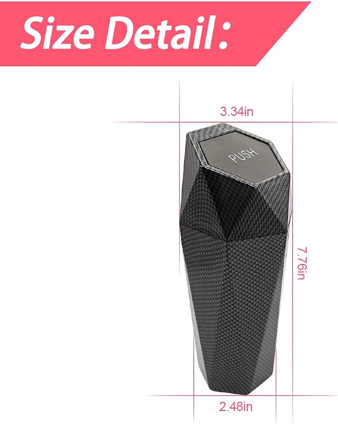 Car Trash Can with Lid, Small Leakproof Portable Auto Garbage Can, Mini Diamond Design Trash Dustbin, Waterproof Vehicle Rubbish Bins for Automotive, Office, Kitchen, Home, Bedroom (1)