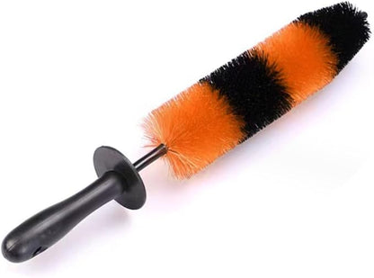 Master Car Wheel Brush, 16" Long Soft Bristle Car Wheel Rim Cleaner Brush, Easy Reach Wheel and Rim Detailing Brush, Car Washing Brush Tire Detail Brush for Wheel Rim Exhaust Tips (Orange & Black)