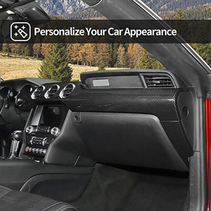 CheroCar for Mustang Center Console Dashboard Panel Trim Cover Kit Meter Frame Interior Decoration Accessories for Ford Mustang 2015-2022 (Carbon Fiber)