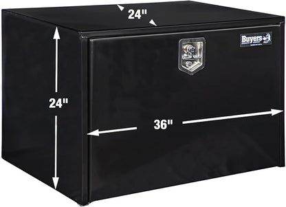 Buyers Products 1704305 Black Steel Underbody Truck Tool Box – 24 x 24 x 36 Inch - Truck Bed & Underbelly RV Storage Box, Locking T-Latch, Weather-Resistant, Heavy-Duty Flatbed Job Box, Made in USA