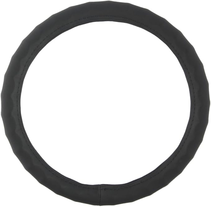 BDK Genuine Leather Ergonomic Non-Slip Grip Car Steering Wheel Cover Standard Size 14.5 to 15 inch