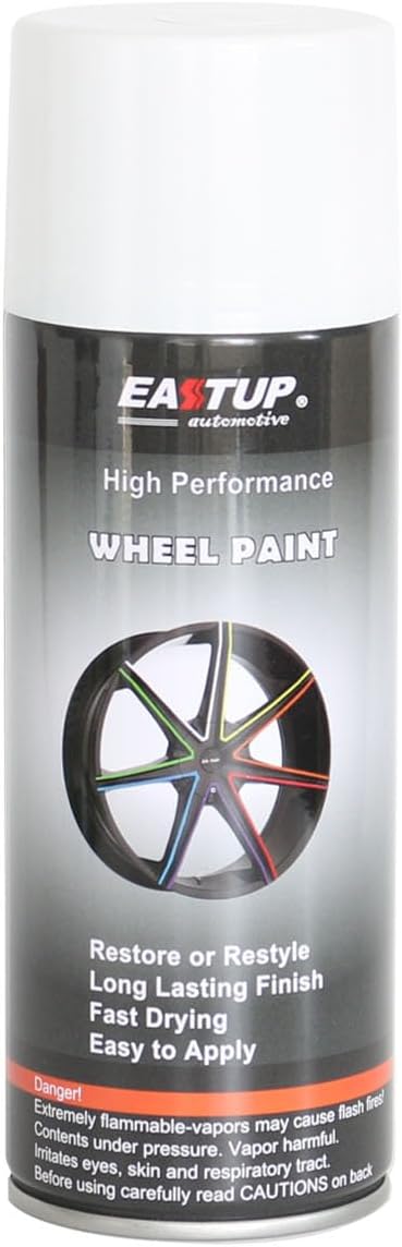 EASTUP Premium Pure White Acrylic Enamel Wheel Paint - Brilliant Finish, High Durability, Fade-resistant, Quick Drying Rim Coating Spray Paint.