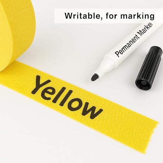 4 Pack Yellow Painters Tape - Masking Tape 0.25", 0.50", 0.75", 1" Wide - Multi-Surface, Smart Adhesion, Multi-Size Pack - 360FT Total - Paint Tape for DIY, Labeling, Art, Car (#3910)