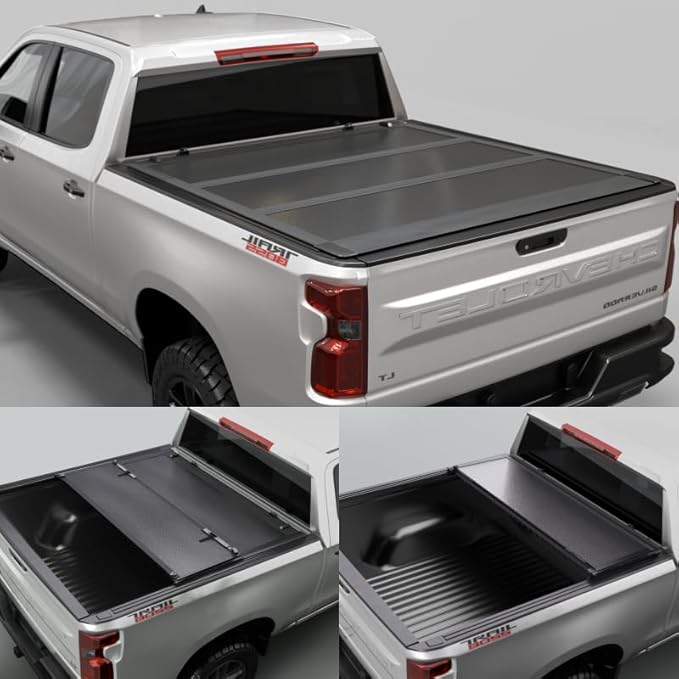 Toptiny Low Profile Hard Folding Truck Bed Tonneau Cover Fits 2019-2026 Chevy/GMC Silverado/Sierra 1500 5'8" Bed (69.6")