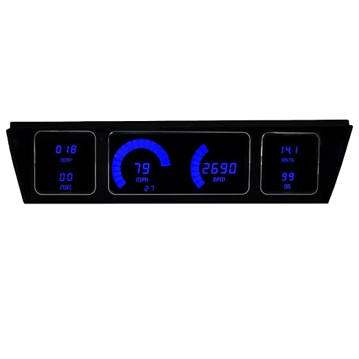 Intellitronix DP1211 Direct-Fit LED Digital Gauge Cluster for 1977-1990 Chevrolet Impala & Caprice - Modern Dash Panel Replacement with Speedometer, Tachometer, Voltmeter DP1211B (Blue)
