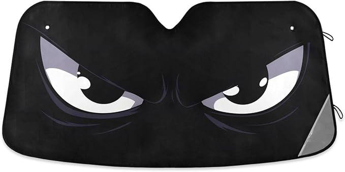 Evil White Eyes Windshield Sun Shade for Car Auto SUV Truck Foldable Front Window Sunshade Sun Visor Protector Block UV Rays Reflect Heat, 55" x 28"