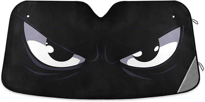 Evil White Eyes Windshield Sun Shade for Car Auto SUV Truck Foldable Front Window Sunshade Sun Visor Protector Block UV Rays Reflect Heat, 55" x 28"