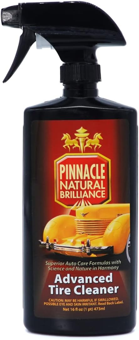 Pinnacle Natural Brilliance Advanced Tire Cleaner | Powerful Wheel & Tire Cleaning Spray | Removes Dirt & Brake Dust | Safe for All Wheel Types | PIN-650 | 16oz
