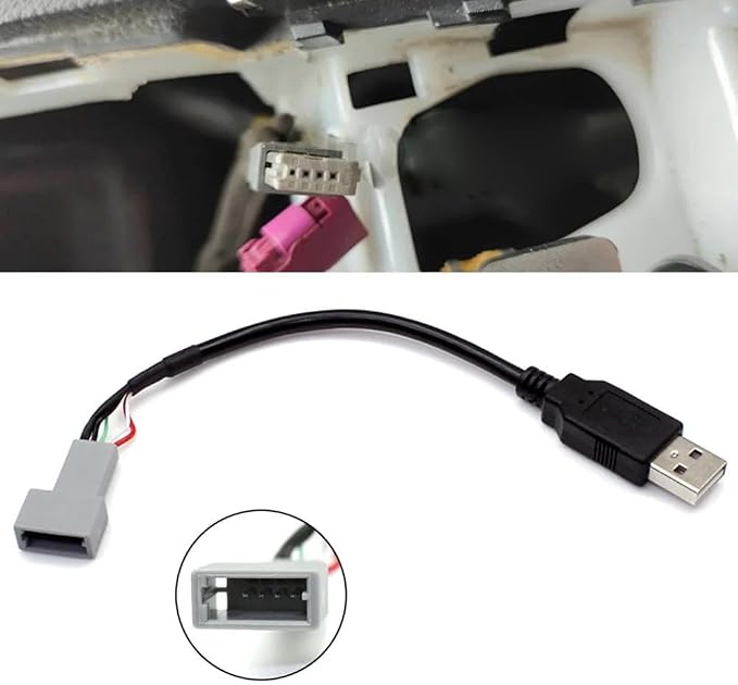 USB Adapter Cable 4 Pin USB2.0 Female to Male Connector Compatible with Hyundai-Kia Android-Multimedia System, ABS 20cm Extension for In-Car Audio Interface Wiring Behind Radio Installation(USB)