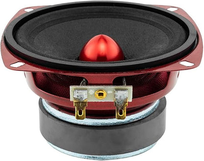 DS18 PRO-X4.4BM Loudspeaker - 4", Midrange, Red Aluminum Bullet, 200W Max, 100W RMS, 4 Ohms - Premium Quality Audio Door Speakers for Car or Truck Stereo Sound System (1 Speaker)