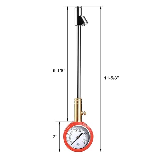 CZC AUTO Accurate Mechanical Tire Pressure Gauge, Straight on Foot Dual Head Truck Air Gage, Heavy Duty Dually Chucks 2" Large Dial Wheel Service Checker for Bus Car Motorcycle Bike, 0-160PSI 0-11bar
