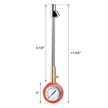 CZC AUTO Accurate Mechanical Tire Pressure Gauge, Straight on Foot Dual Head Truck Air Gage, Heavy Duty Dually Chucks 2" Large Dial Wheel Service Checker for Bus Car Motorcycle Bike, 0-160PSI 0-11bar