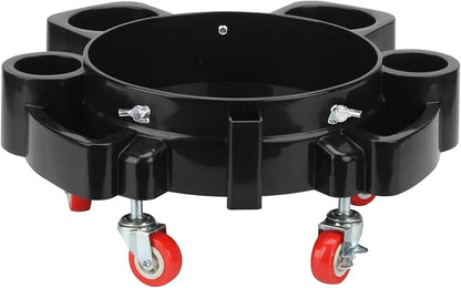 5 Gallon Removable Rolling Bucket Dolly with 5 Swivel Wheel Casters, Car Wash Bucket Roller Car Wash Detailing Bucket Dolly Round Plastic Dollies for Car Wash System Garage Flowerpot, Black