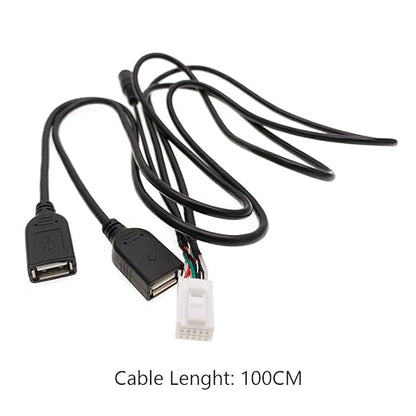 10 Pin Car USB Dual Double USB with Mic for RCA Cable Adapter for Android Radio Player Navigation Accessories - (Color Name: A)