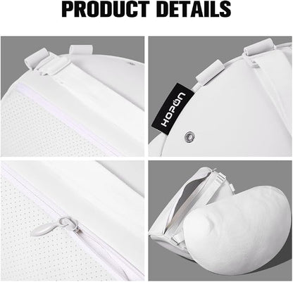 HOPON 2025 Upgrade Headrest Pillow for Tesla Model 3 Model Y with Adjustable Strap,Fits All Vehicles,Car Neck Pillow with Leather,for Head,Neck,Shoulders,Multipurpose,Car Accessories 1 Pack (White)