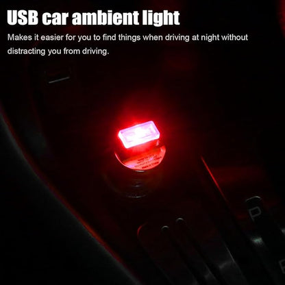 BESULEN Car Interior Atmosphere Lamp, Plug-In USB Interface LED Vehicle Ambient Lighting Kit, Portable Mini Automotive Night Light Decoration Accessories, Universal for SUV, Sedan, Truck (Red)