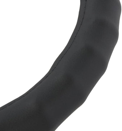 BDK Genuine Black Leather Steering Wheel Cover for Car, Small (13.5" - 14.5") – Ergonomic Comfort Grip for Men & Women, Car Steering Wheel Cover for Vehicles with Small Steering Wheels