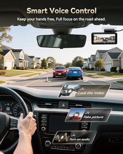 REDTIGER F77 & 3M Adhesive, 4K+4K Dash Cam Front and Rear, Dual STARVIS 2 IMX678 HDR, Built-in 128GB eMMC, Voice Control Dash Camera for Cars with 5.8GHz WiFi, 4'' Touch Screen, GPS, Night Vision