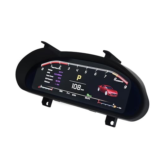 12.3 Inch Car Digital Cluster Gauge for Maserati GT/GC GranTurismo 2007-2017 Variant Virtual Cockpit Entertainment Dashboard Speedometer QLED Meter Screen Matt-Black Color