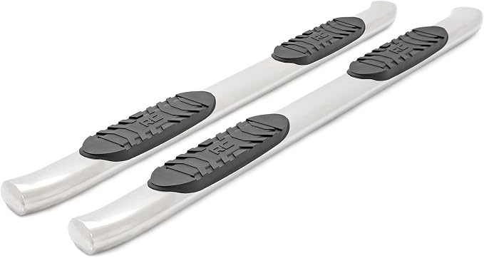 Rough Country Stainless Steel Oval Nerf Steps for Chevy Silverado & GMC Sierra 1500/2500HD/3500HD (2019-2026) Crew Cab - OEM Style Rails with Built-in Side Steps