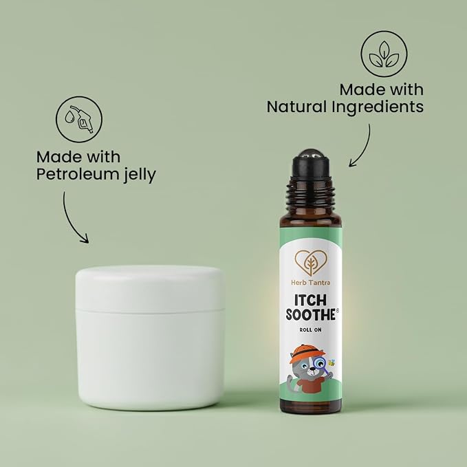 Herb Tantra Itch Soothe Kids Roll On, Natural Fast Anti Itch Bug Bite Relief After Mosquito, Bee Sting, Camping & Travel Essential Stick, Contains Chamomile & Calendula Oil