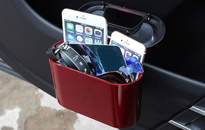 Sakali Portable Mini Car Garbage Can Premium Quality Universal Traveling Portable Car Trash Can (Red)