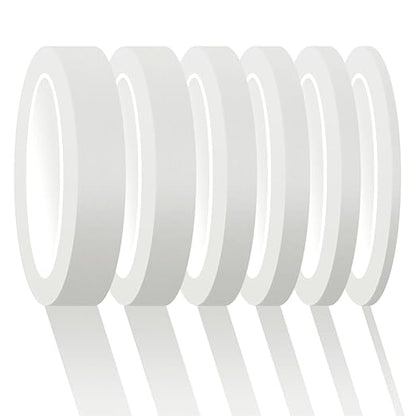 6 Rolls Fine Line Tape 1/16, 1/8, 1/5, 2/5, 1/2, 3/4 Inch x 55 Yard Fineline Masking Tape Painter Adhesive Automotive for DIY Car Auto Paint (White, Mixed Sizes)