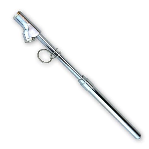 Haltec GA-155S-RCL-HD Recalibratable Dual Foot Truck Service Straight On and 30 Degree Angled Chrome Tire Air Gauge. Measures 10-150 PSI in 2 PSI Increments with Metal Indicator Bar.