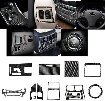 GXARTS 12Pcs Carbon Fiber Full Set Interior Decoration Trim Kit Compatible with Lexus IS250 Black 2006 2007 2008 2009 2010 2011 2012