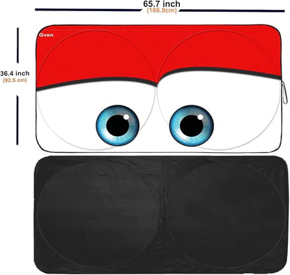 Gven Truck Windshield Sun Shade for Car Windshield Cover Interior Front Window Shades Sun Visor Protector Blocks UV Rays Must-Have Truck Accessories for Pickup, SUV, Sedan, Van, Bonneville (Red, XL)