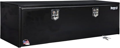 Buyers Products 1702317 Black Steel Underbody Truck Tool Box – 18 x 18 x 66 Inch - Truck Bed & Underbelly RV Storage Box, Locking T-Latch, Weather-Resistant, Heavy-Duty Flatbed Job Box, Made in USA