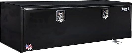 Buyers Products 1702317 Black Steel Underbody Truck Tool Box – 18 x 18 x 66 Inch - Truck Bed & Underbelly RV Storage Box, Locking T-Latch, Weather-Resistant, Heavy-Duty Flatbed Job Box, Made in USA