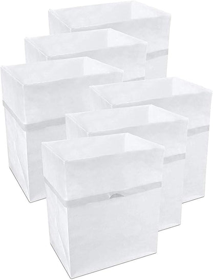 Clean Cubes 13 Gallon Disposable Pop-Up Trash Cans (6-Pack) with Fitted Bags – Foldable Garbage & Recycling Bins for Parties, Events & Kitchen (White, 17" H x 13.5" W x 10" D)