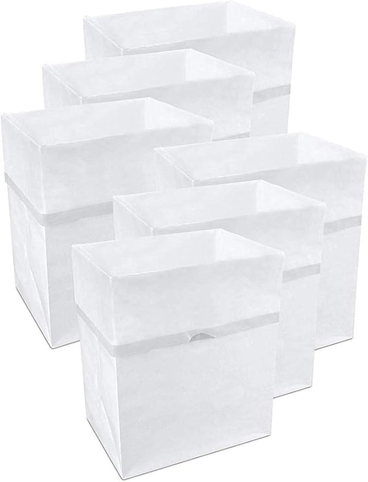 Clean Cubes 13 Gallon Disposable Pop-Up Trash Cans (6-Pack) with Fitted Bags – Foldable Garbage & Recycling Bins for Parties, Events & Kitchen (White, 17" H x 13.5" W x 10" D)