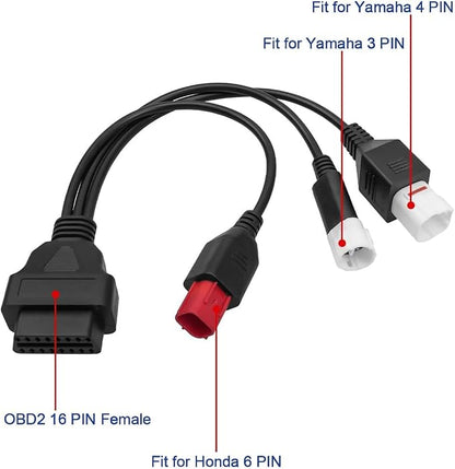3pin 4 pin 6pin Motor obd2 Cable 3pin 4pin 6pin to 16pin Euro5 OBD Motorbike 3 in 1 OBDii Diagnostic Adapter Scanner Connector Cable for Yamaha Motorcycle Kline for Honda CRF K-T-M X- MAX T Racer