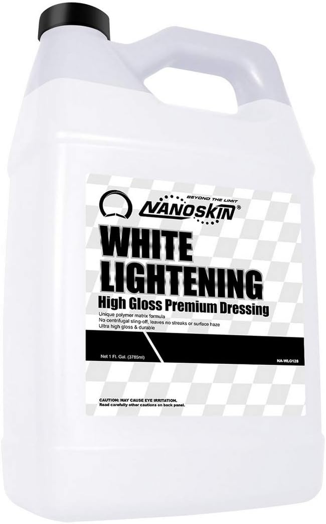 Nanoskin WHITE LIGHTENING Premium Dressing 1 Gallon – Universal Thick Wipe-On Dressing for Car Detailing | Works on Tire, Vinyl, Rubber, Plastic & Trim | Safe for Cars, Trucks, Motorcycles, RVs & More
