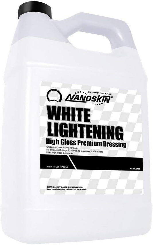 Nanoskin WHITE LIGHTENING Premium Dressing 1 Gallon – Universal Thick Wipe-On Dressing for Car Detailing | Works on Tire, Vinyl, Rubber, Plastic & Trim | Safe for Cars, Trucks, Motorcycles, RVs & More