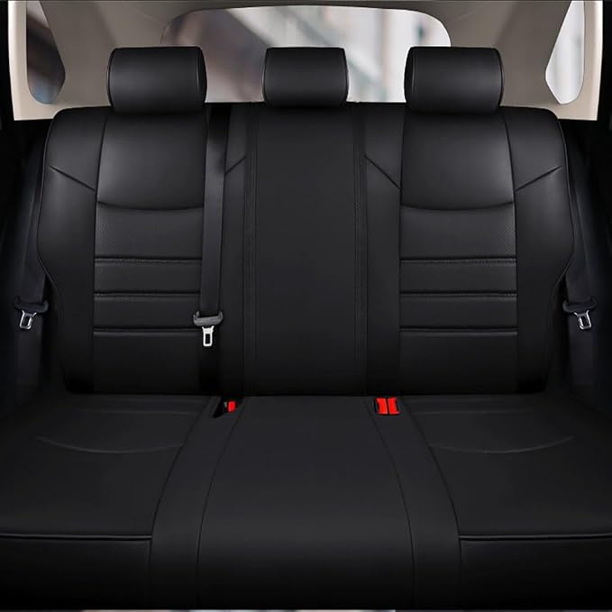 Custom Fit RAV4 Car Seat Covers for Select Toyota RAV4 2019 2020 2021 2022 2023 2024 2025 LE,XLE,XLE Premium,Limited - Full Set,Leather(Black)