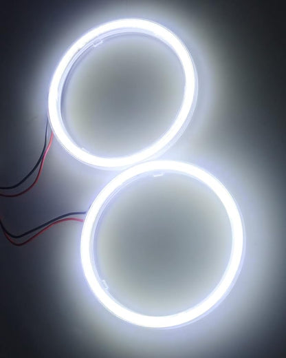 Qasim 1-Pair White 70MM 60SMD COB LED Halo Ring Angel Eyes Car LED Fog Light DRL with lampshade Cover 12V 24V DC
