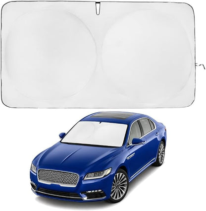 Windshield Sun Shade | Compatible for Lincoln Continental (2017-2020) | Certified 99.87% UVB & 99.02% UVA Car Sun Shade. Award Winning Sunshade - Patented Technology | Car Shades by Kinder Fluff