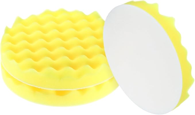 HARFINGTON 3pcs Buffing Sponge Pads 7" Polishing Wheel Waffle Finishing Grip Pad Car Buffer Polisher with Hook and Loop Back for Car Detailing Polishing Waxing, Yellow