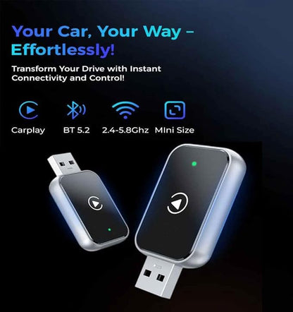 Wireless Carplay Adapter for Honda Odyssey 2018-2023 2024 2025, Plug and Play Car Play Wireless Adapter, 2 in 1 CarPlay Accessories, Auto Reconnect,Normal-C-USB+Type-c Extension Cable