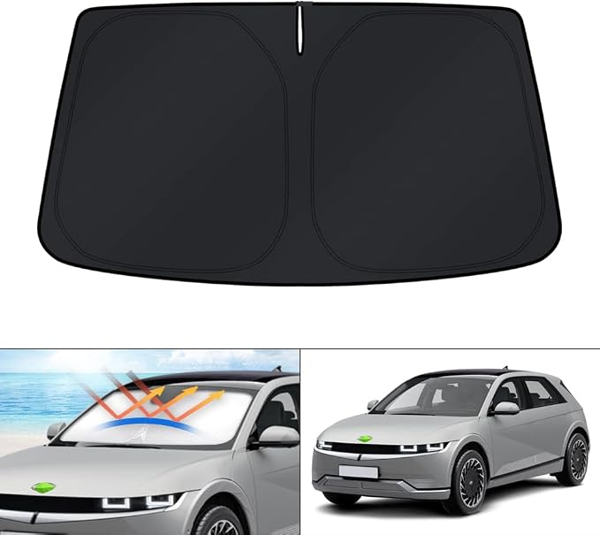 KUST Windshield Sun Shade for Hyundai Ioniq 5 Accessories 2022-2025 2026 34.5‘’x58.5‘’ Sunshade Window Sun Visor Protector Foldable Blocks UV Rays Keep Car Cooler
